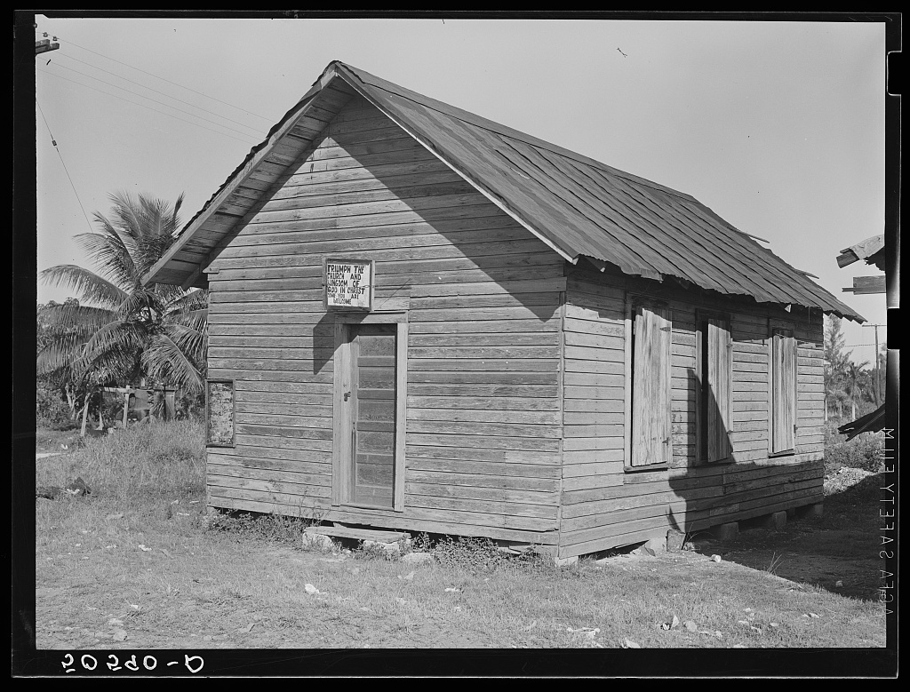 A Black congregation’s church in Homestead, Florida, 1939.