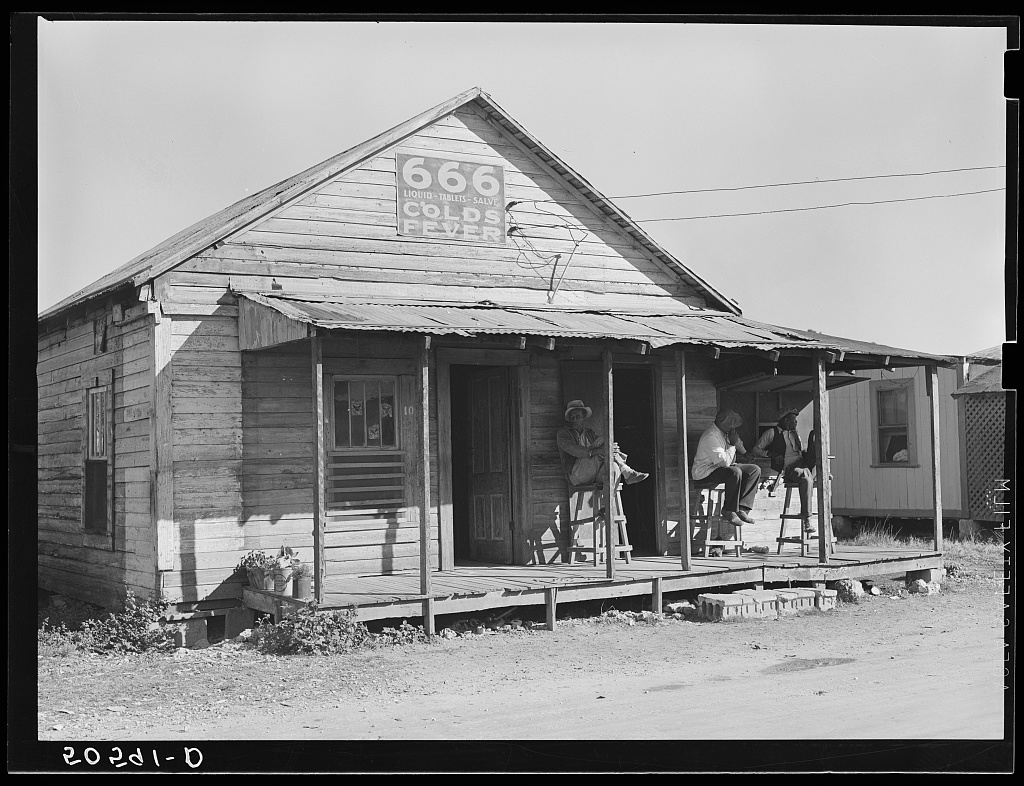 Store and juke joint, Black section of Homestead, Florida, January 1939 — the civic life of South Florida’s Black communities in the parish’s early era.